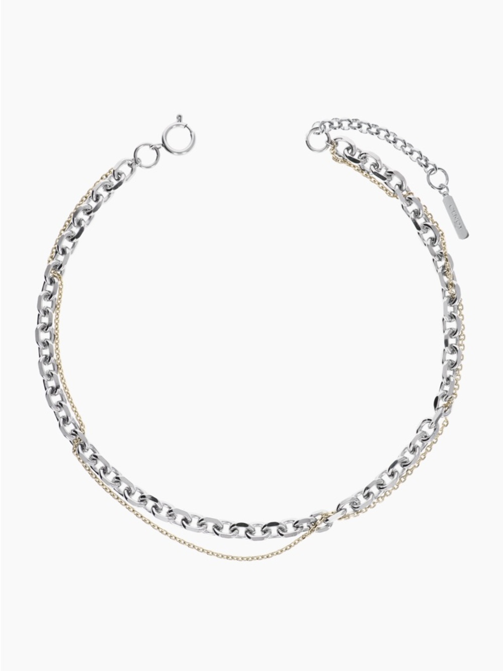Justine Clenquet Silver-Tone & Pale Gold Double Layer Curb Chain Necklace